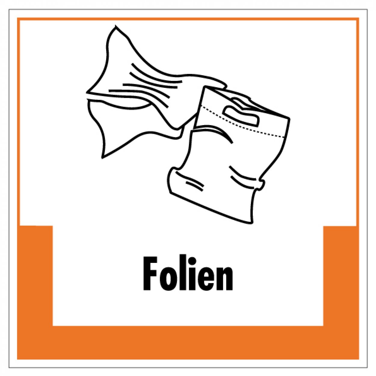 Aufkleber Abfallkennzeichnung "Folien" Recyling Schild Folie, orange | 5-40cm