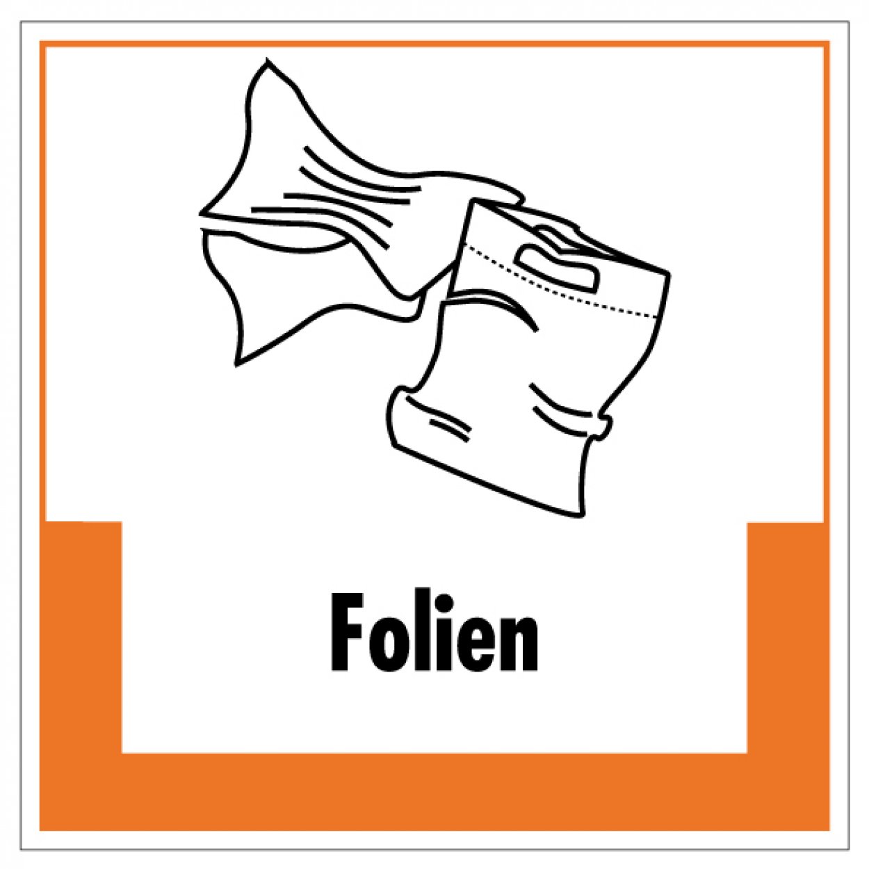 Aufkleber Abfallkennzeichnung „Folien“ Recyling Etikett, orange | Größe wählbar Aufkleber Abfallkennzeichnung „Folien“ Recyling Etikett, orange | Größe wählbar