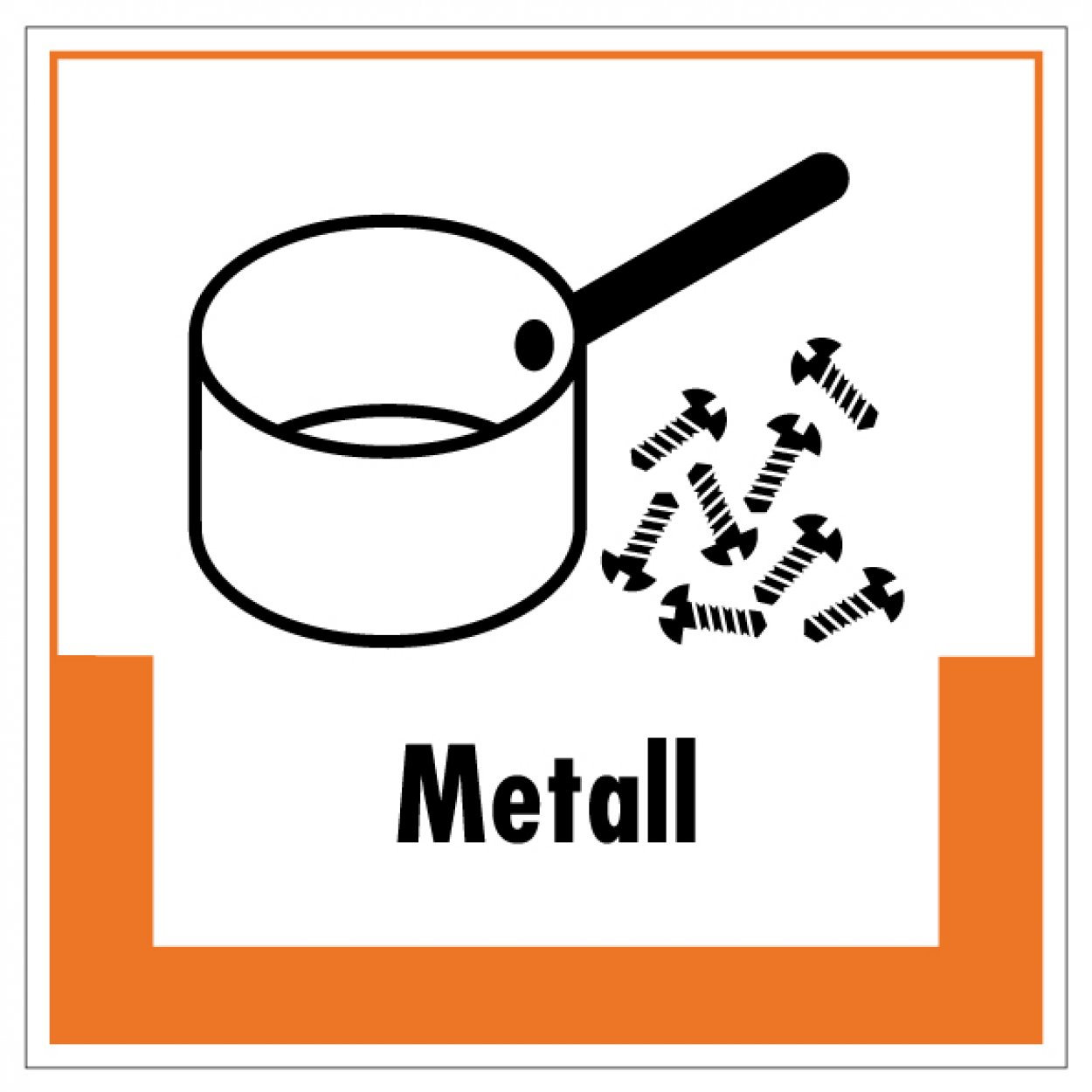 Aufkleber Abfallkennzeichnung "Metall" Recycling Schild Folie, orange | 5-40cm