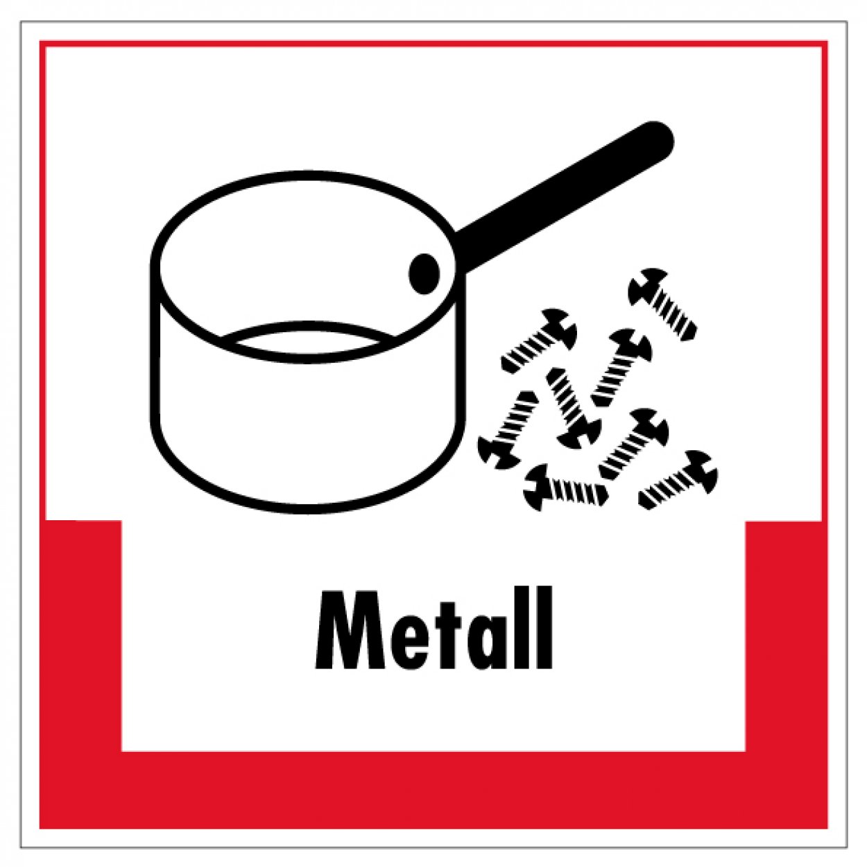 Aufkleber Abfallkennzeichnung "Metall" Recycling Schild Folie, rot | 5-40cm