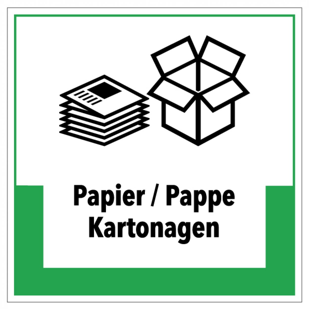 Aufkleber Abfallkennzeichnung „Papier/Pappe Kartonagen“ Etikett, grün | Größe wählbar Aufkleber Abfallkennzeichnung „Papier/Pappe Kartonagen“ Etikett, grün | Größe wählbar