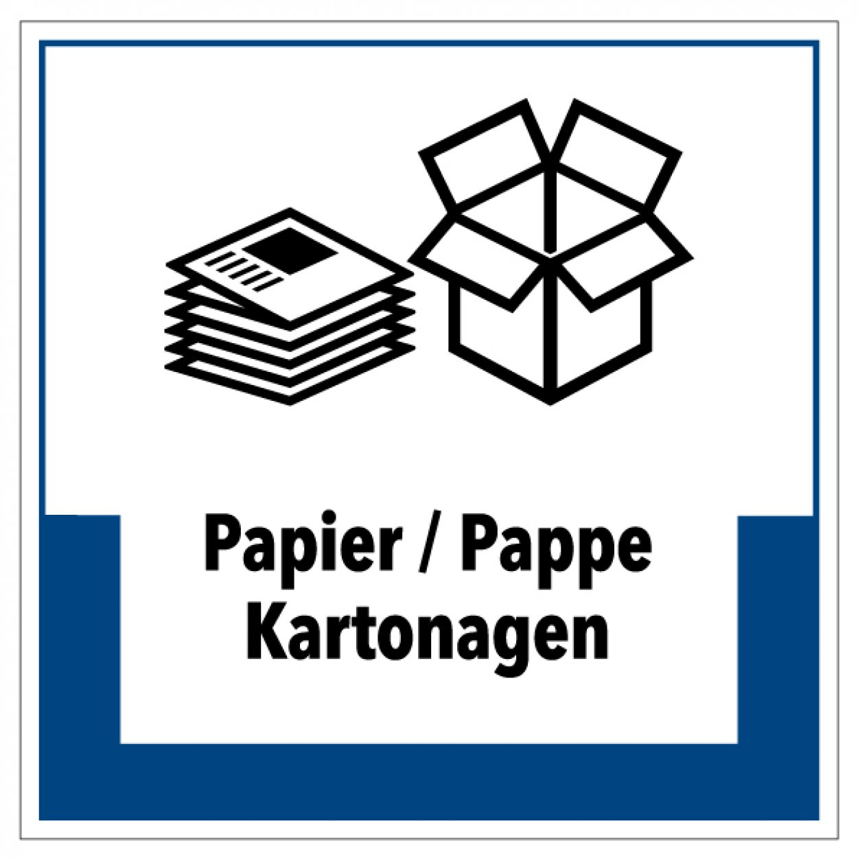 Aufkleber Abfallkennzeichnung „Papier/Pappe Kartonagen“ Etikett, blau | Größe wählbar Aufkleber Abfallkennzeichnung „Papier/Pappe Kartonagen“ Etikett, blau | Größe wählbar