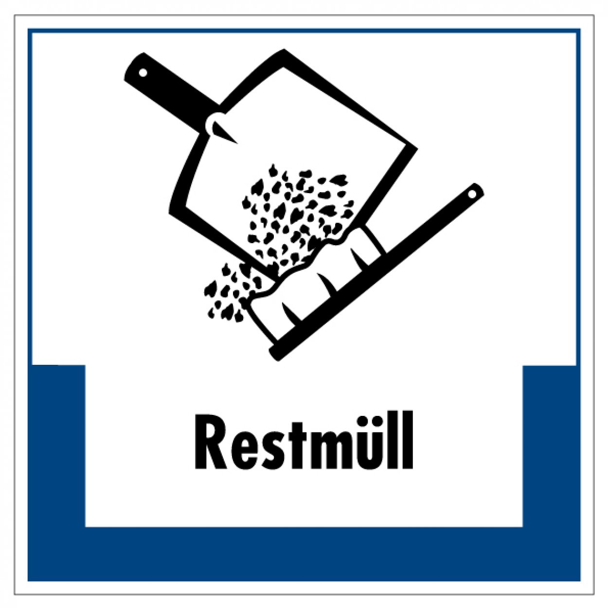 Aufkleber Abfallkennzeichnung "Restmüll" Recycling Schild Folie, blau 5-40cm