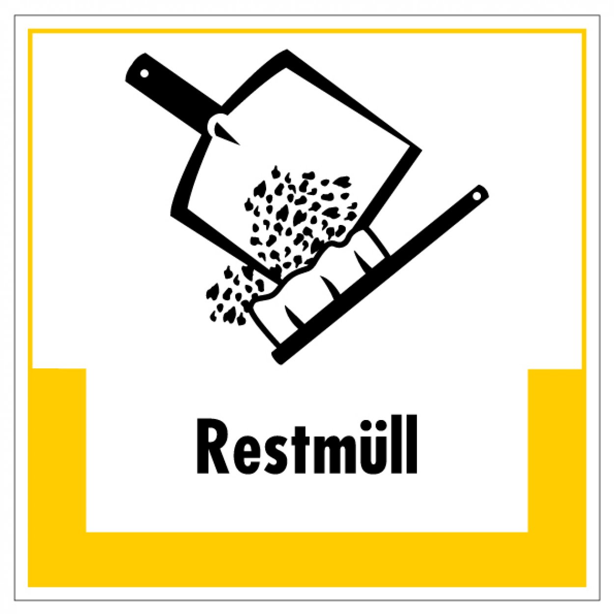 Aufkleber Abfallkennzeichnung "Restmüll" Recycling Schild Folie, gelb | 5-40cm