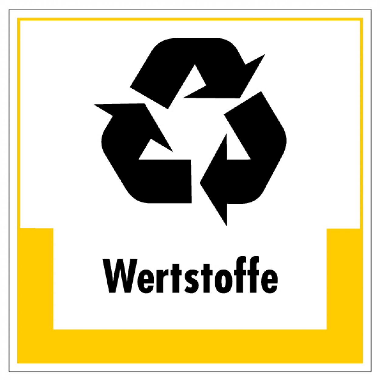 Aufkleber Abfallkennzeichnung "Wertstoffe" Recycling Schild Folie gelb | 5-40cm