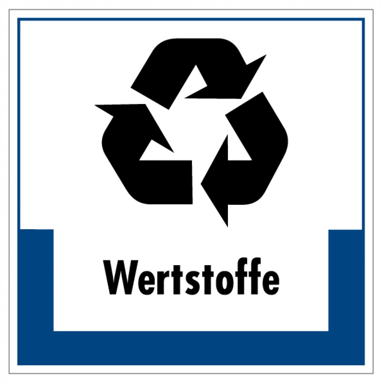 Abfallkennzeichnung "Wertstoffe" Recycling Schild Folie blau | 5-40cm