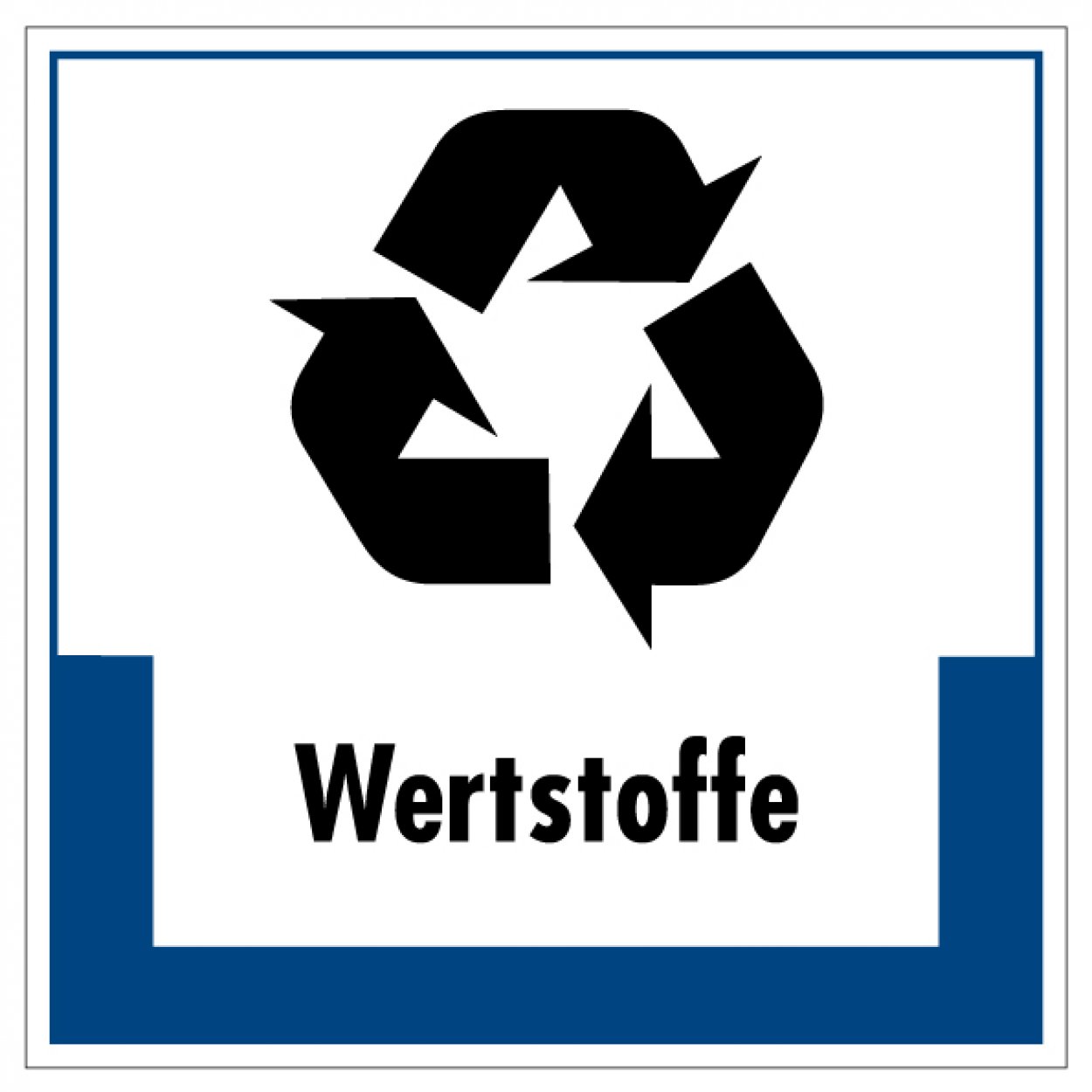 Abfallkennzeichnung „Wertstoffe“ Recycling Etikett, blau | Größe wählbar Abfallkennzeichnung „Wertstoffe“ Recycling Etikett, blau | Größe wählbar