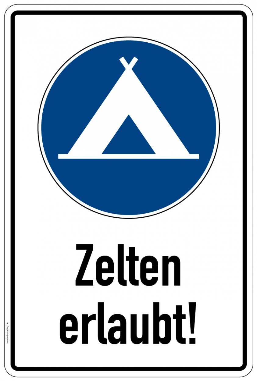 Aufkleber Hinweistafel „Zelten“ Warnung Gebot Etikett | Variante wählbar