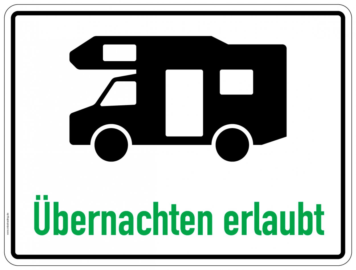 Aufkleber Zusatzzeichen „Camping / Wohnmobile“ Etikett | Variante wählbar