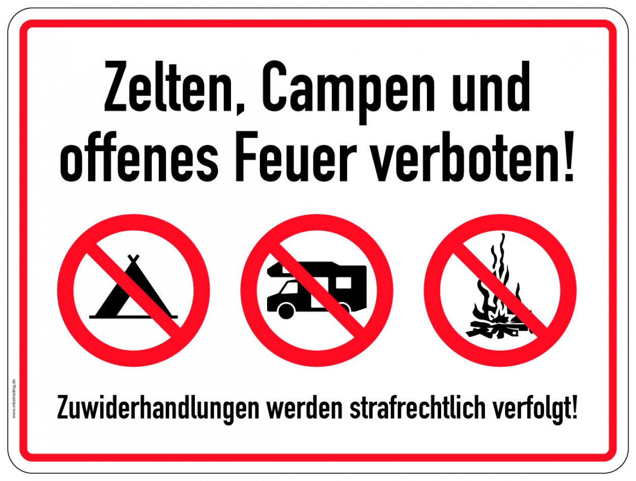 Aufkleber Zusatzzeichen „Camping / Wohnmobile“ Etikett | Variante wählbar