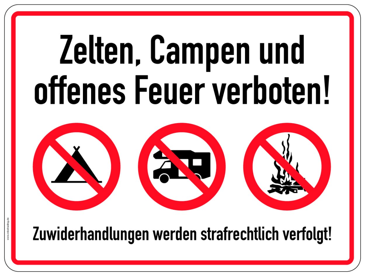 Aufkleber Zusatzzeichen „Camping / Wohnmobile“ Etikett | Variante wählbar