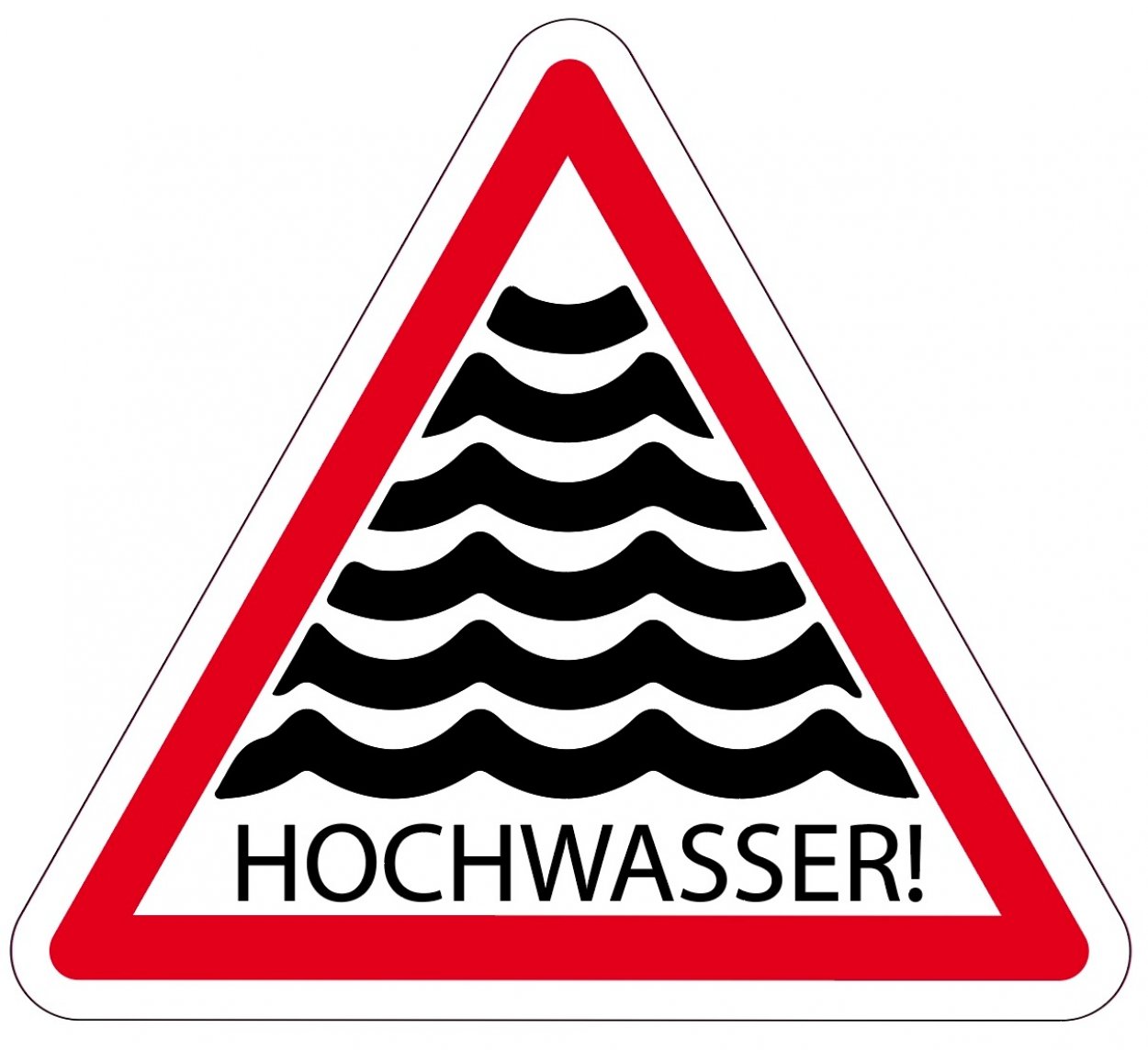 Aufkleber Warnung Dreieck "Hochwasser!" Schild Folie selbstklebend | SL 5-50cm