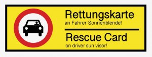 Hinterglasaufkleber KfZ „Rettungskarte an Sonnenblende“ DE/EN Etikett | Größe wählbar